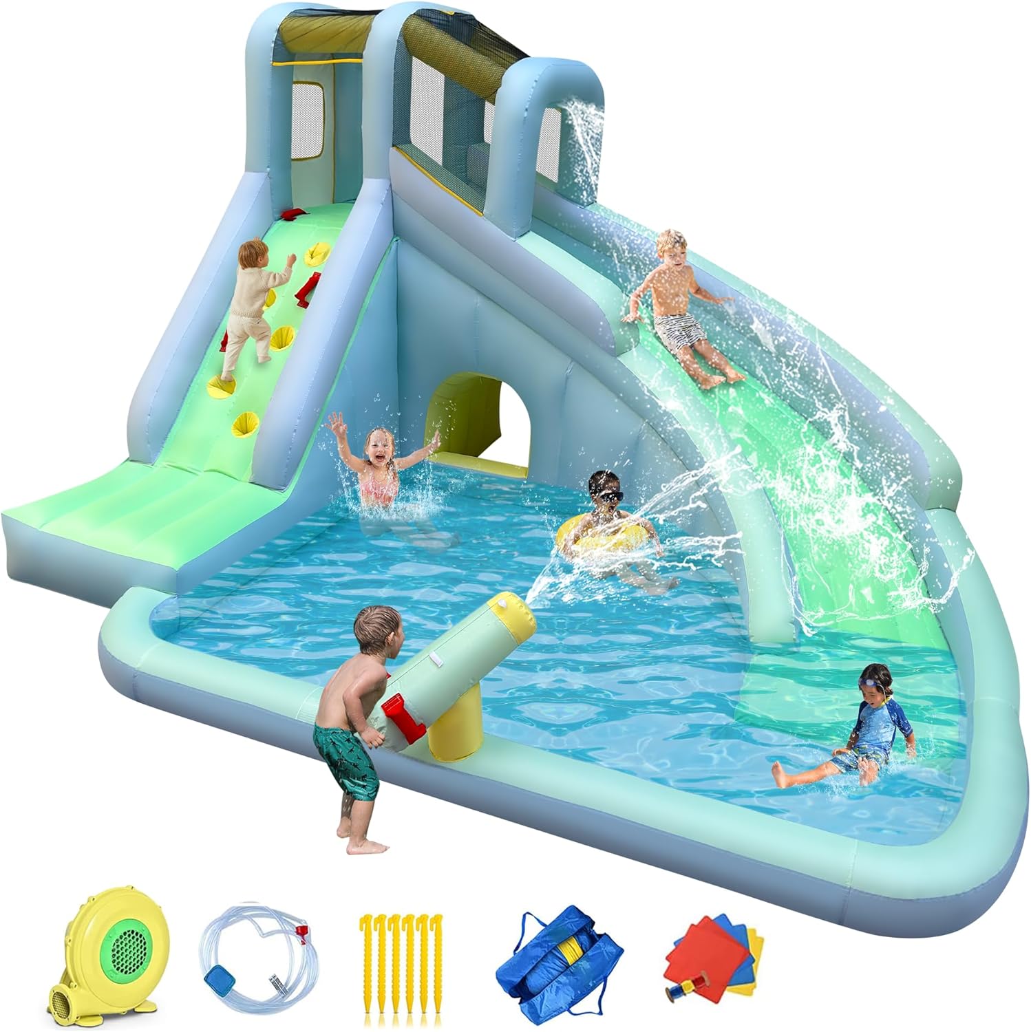 6-in-1 Inflatable Kids Bounce  - Kids Outdoor Water Park ulasan dan harga