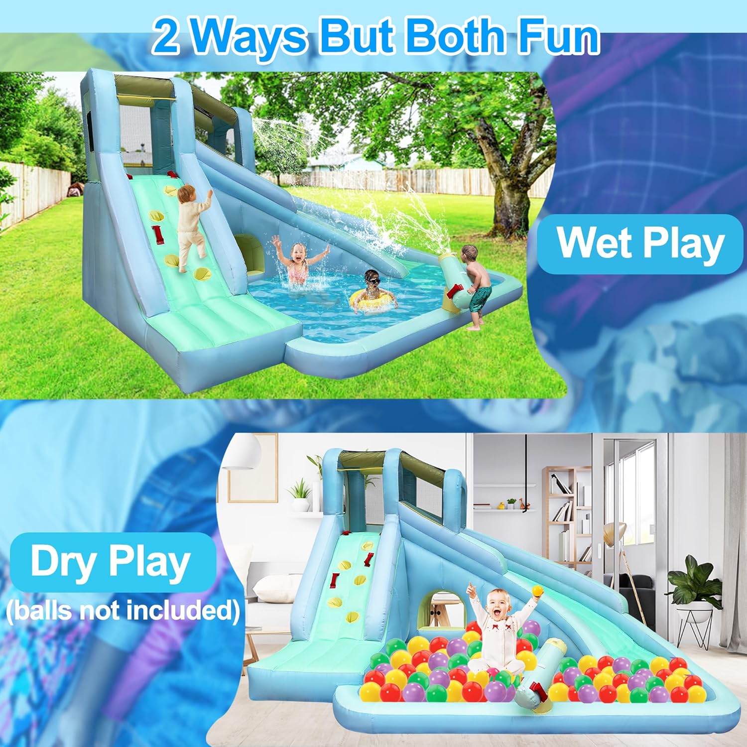6-in-1 Inflatable Kids Bounce  - Kids Outdoor Water Park ulasan dan harga