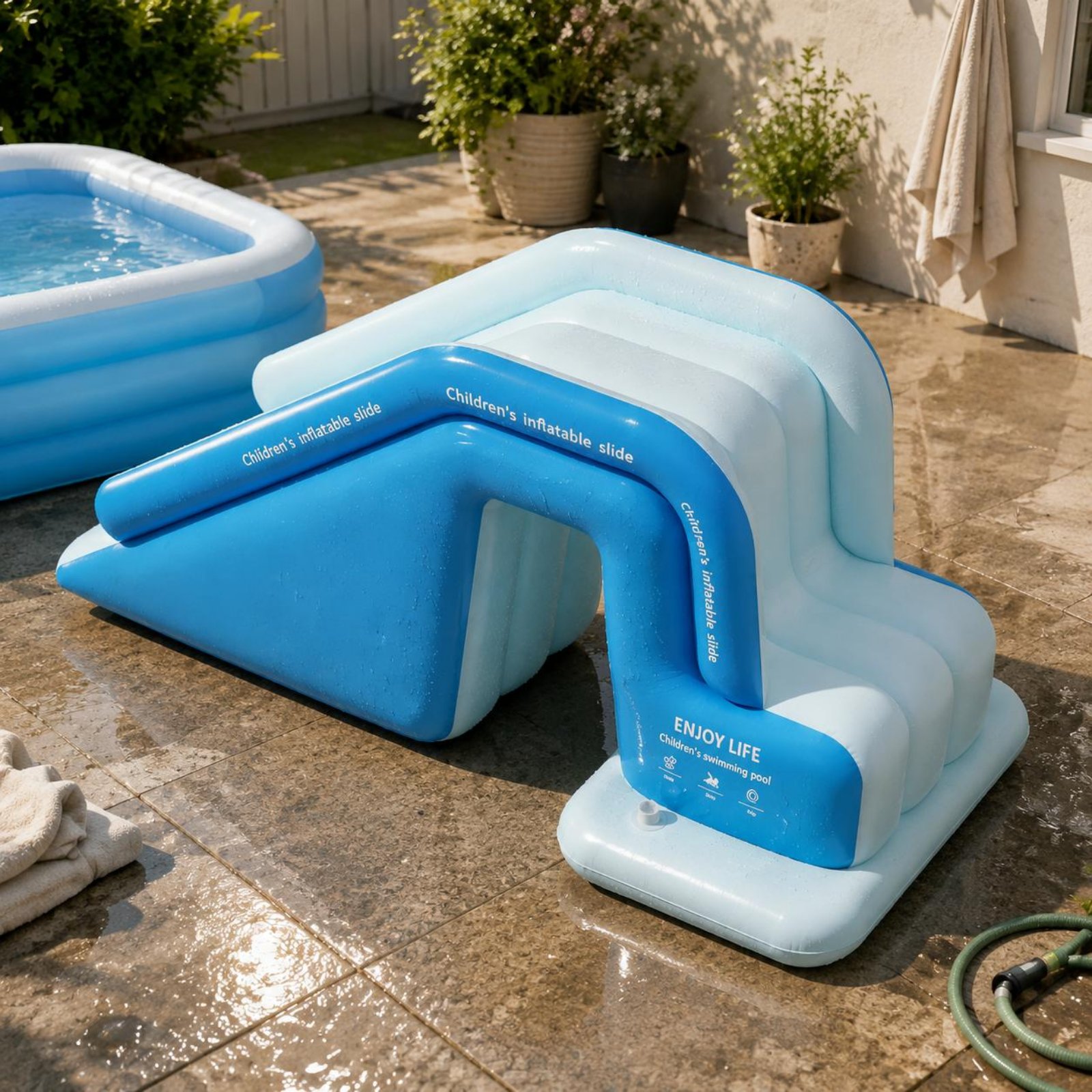 Inflatable Pool Slide Foldable - Kids Outdoor Water Park ulasan dan harga