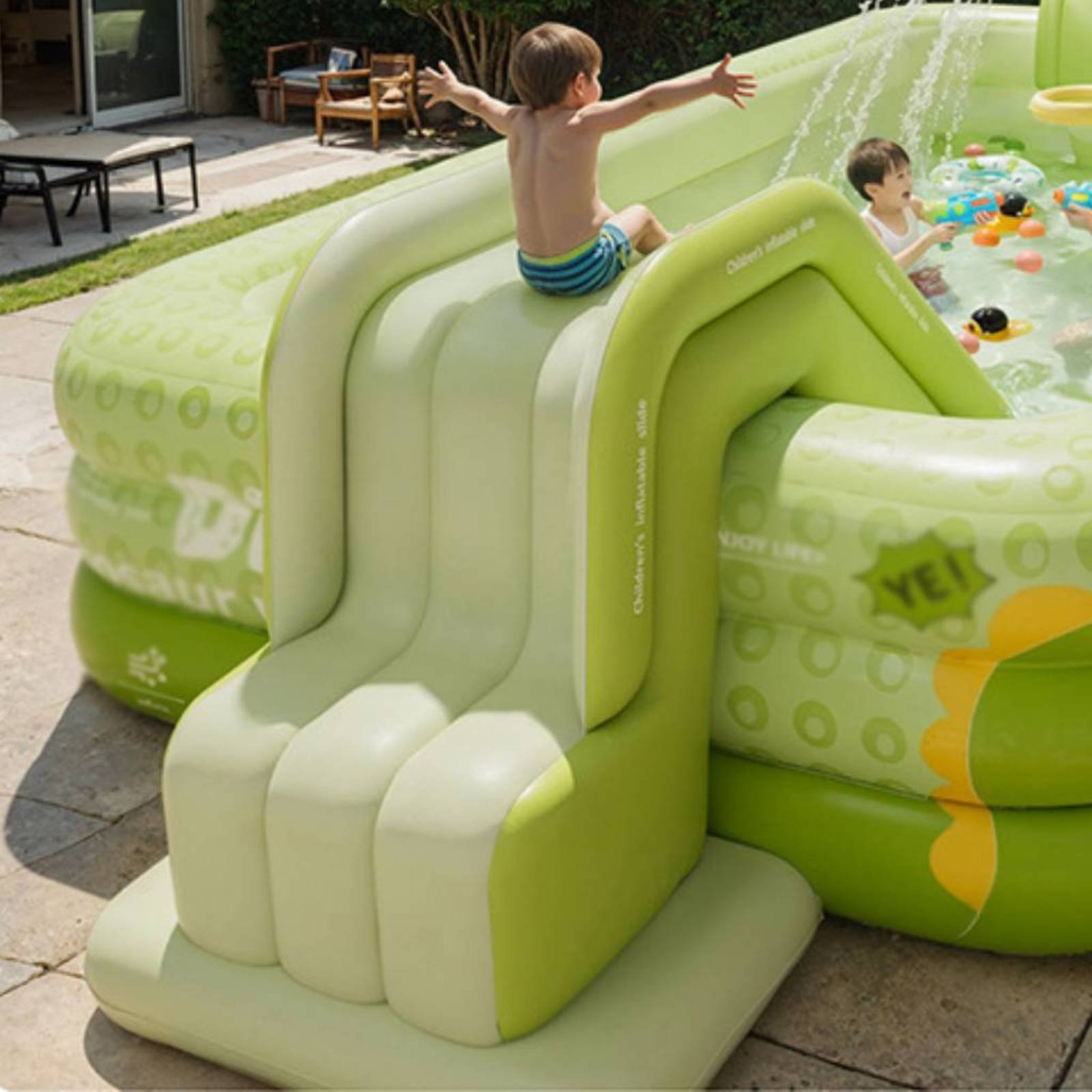 Inflatable Pool Slide Foldable - Kids Outdoor Water Park ulasan dan harga