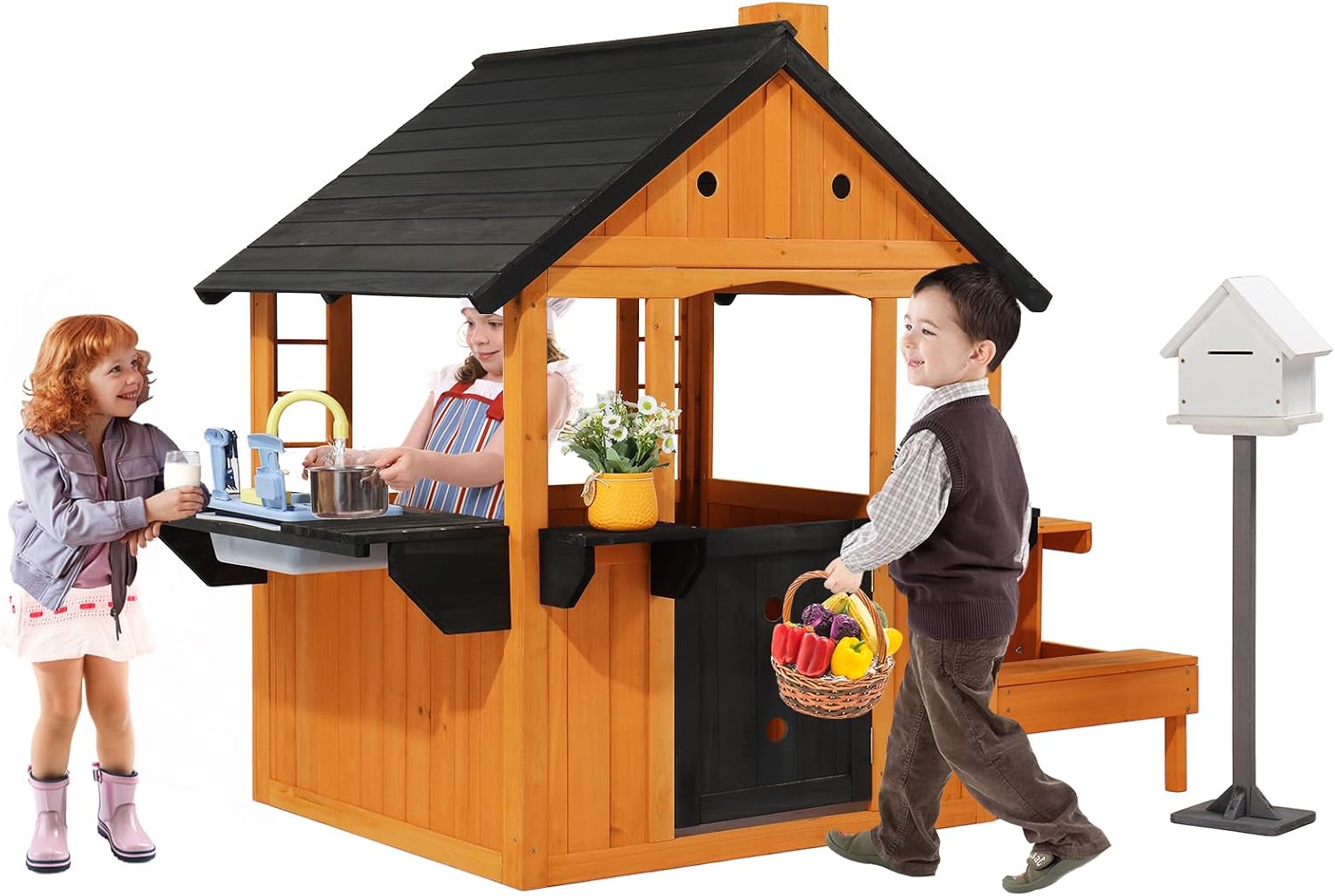 Kids Wooden Playhouse for Outd - Kids Outdoor Sink ulasan dan harga
