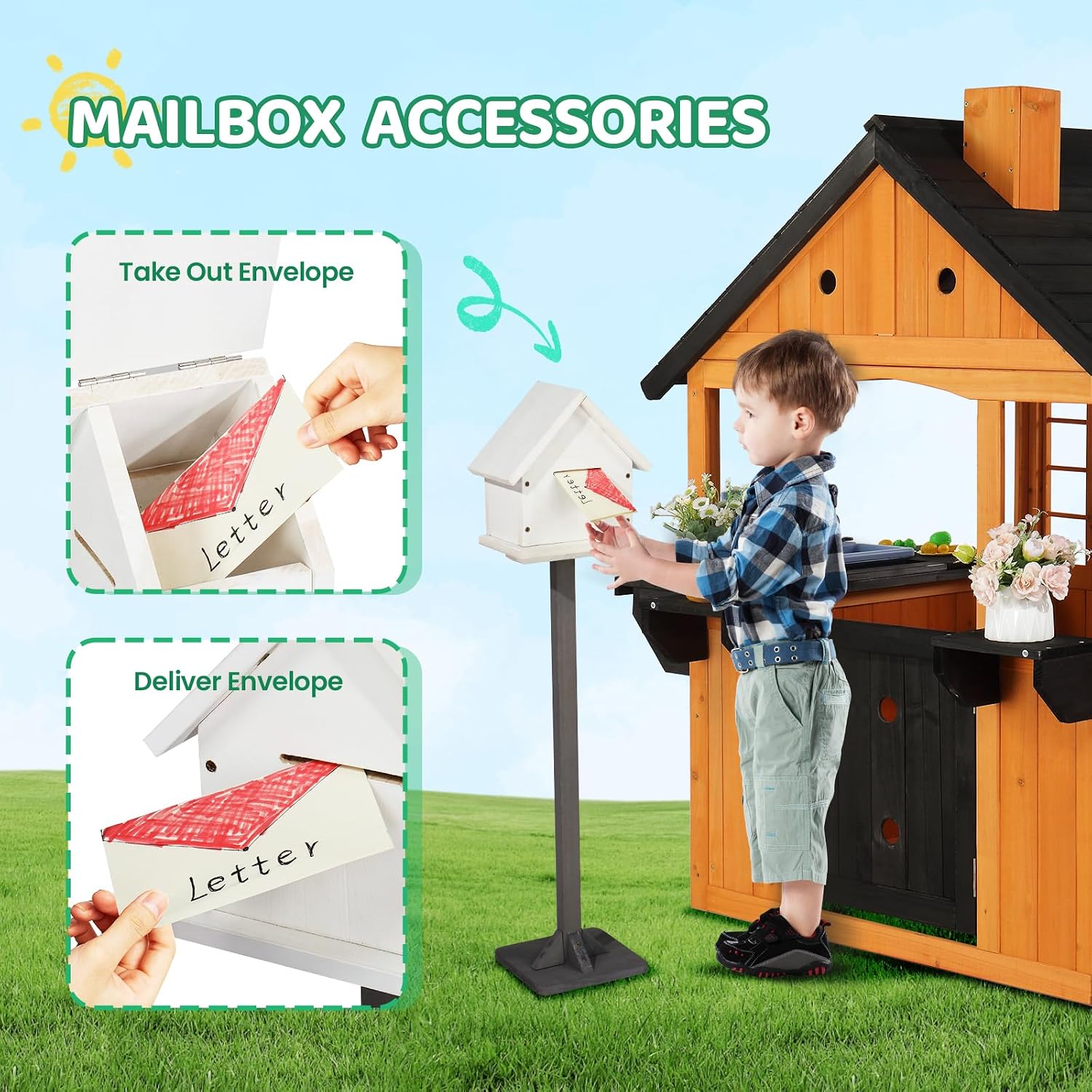 Kids Wooden Playhouse for Outd - Kids Outdoor Sink ulasan dan harga