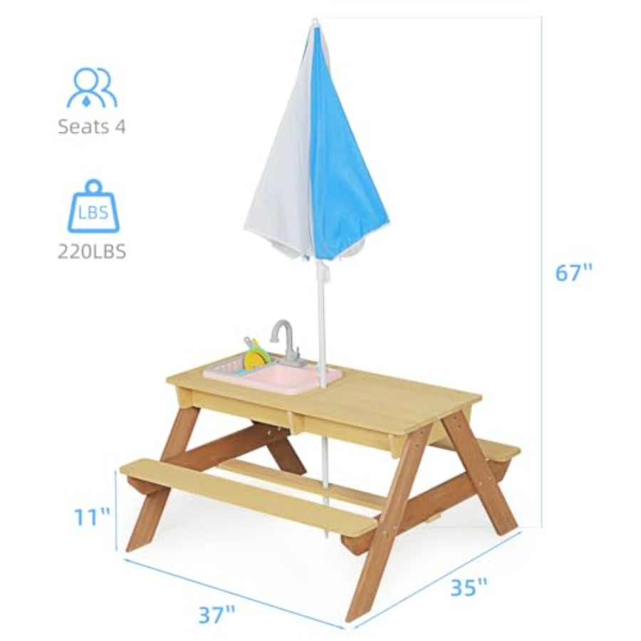Outdoor kids picnic table with - Kids Outdoor Sink ulasan dan harga