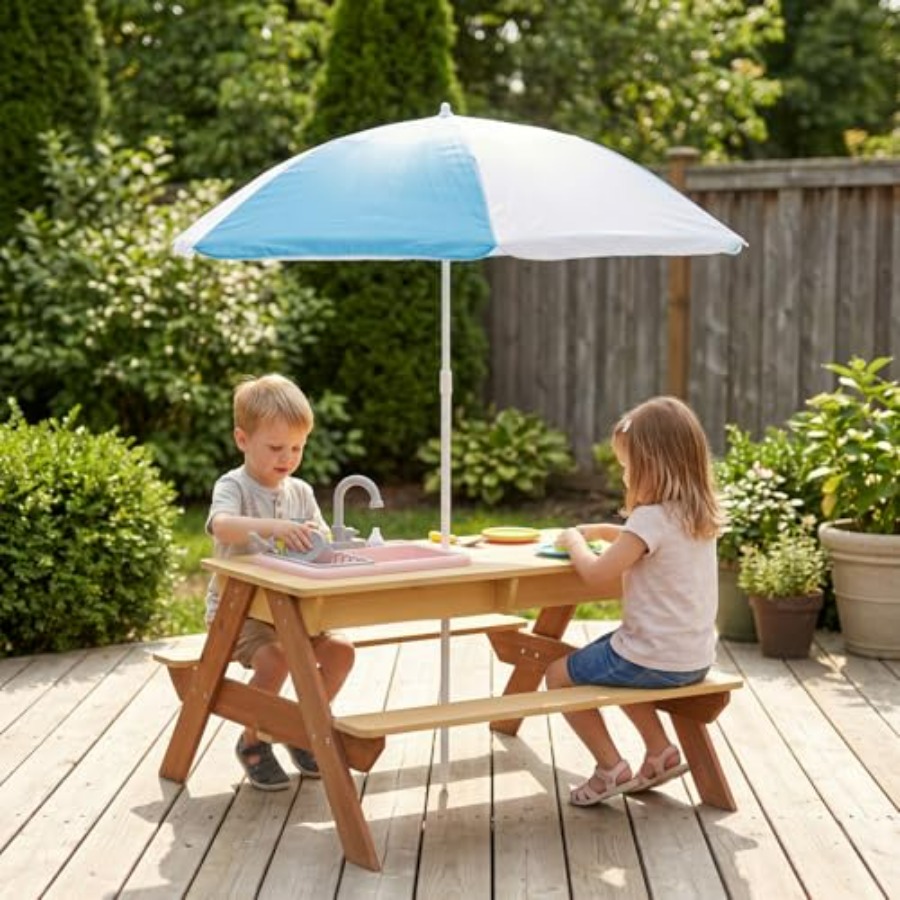 Outdoor kids picnic table with - Kids Outdoor Sink ulasan dan harga