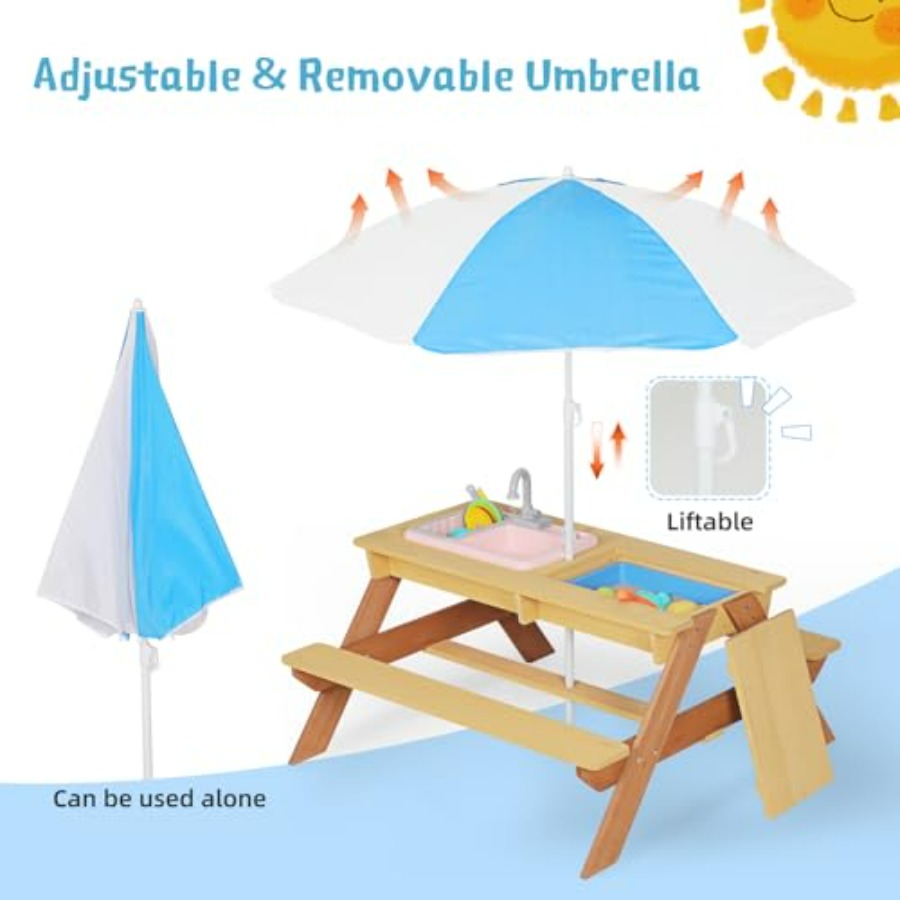 Outdoor kids picnic table with - Kids Outdoor Sink ulasan dan harga
