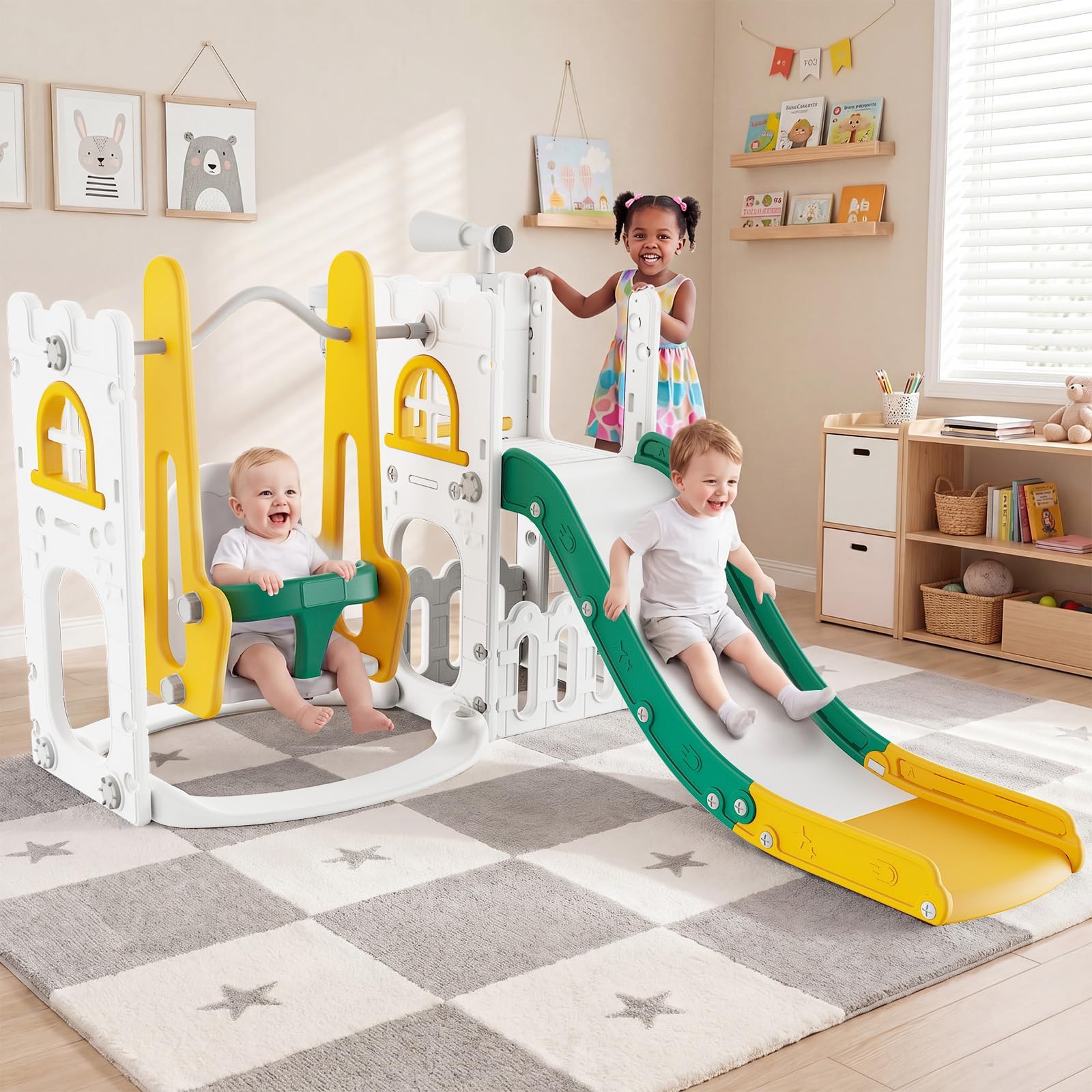 7 in 1 Toddler Slide And Swing - Kids Outdoor Swing Set With Slide ulasan dan harga