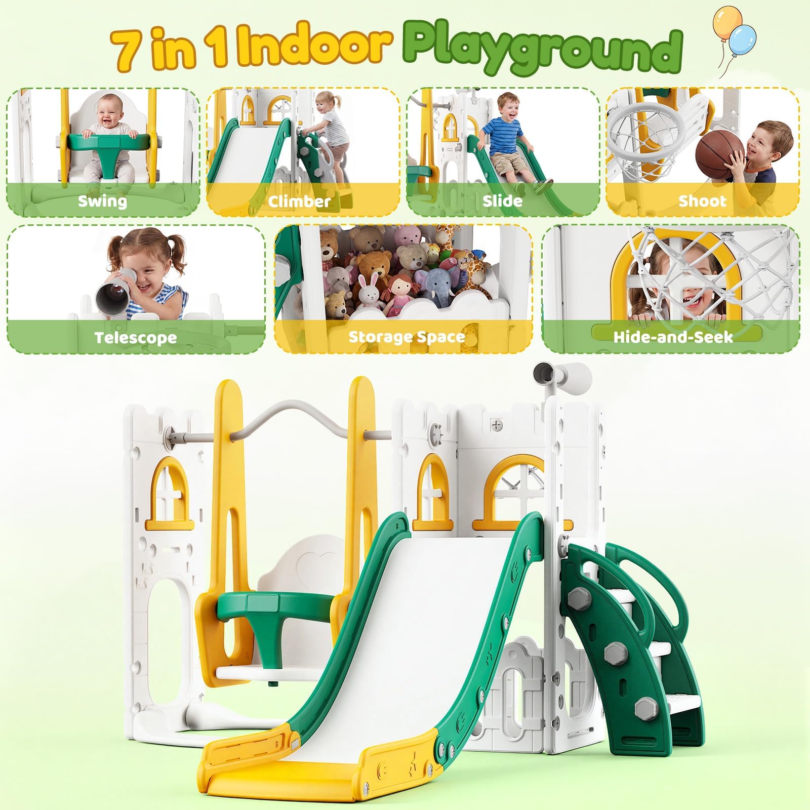 7 in 1 Toddler Slide And Swing - Kids Outdoor Swing Set With Slide ulasan dan harga