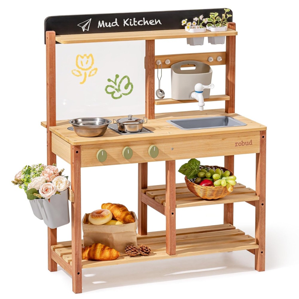 US Shipping Wooden Mud Kitchen - Kids Outdoor Sink ulasan dan harga