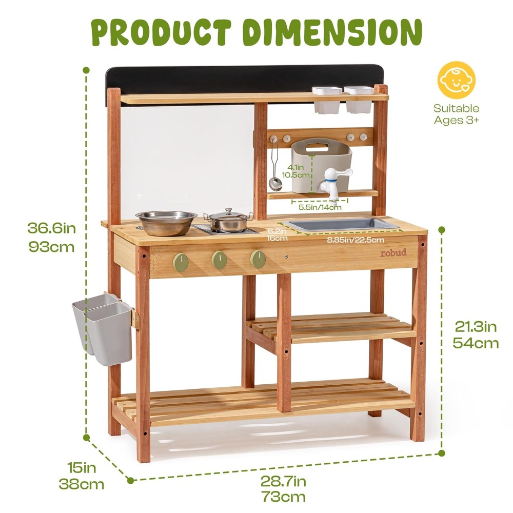 US Shipping Wooden Mud Kitchen - Kids Outdoor Sink ulasan dan harga