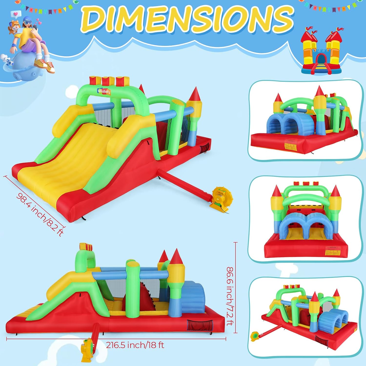 KF Inflatable Obstacle Course  - Kids Outdoor Tunnel ulasan dan harga