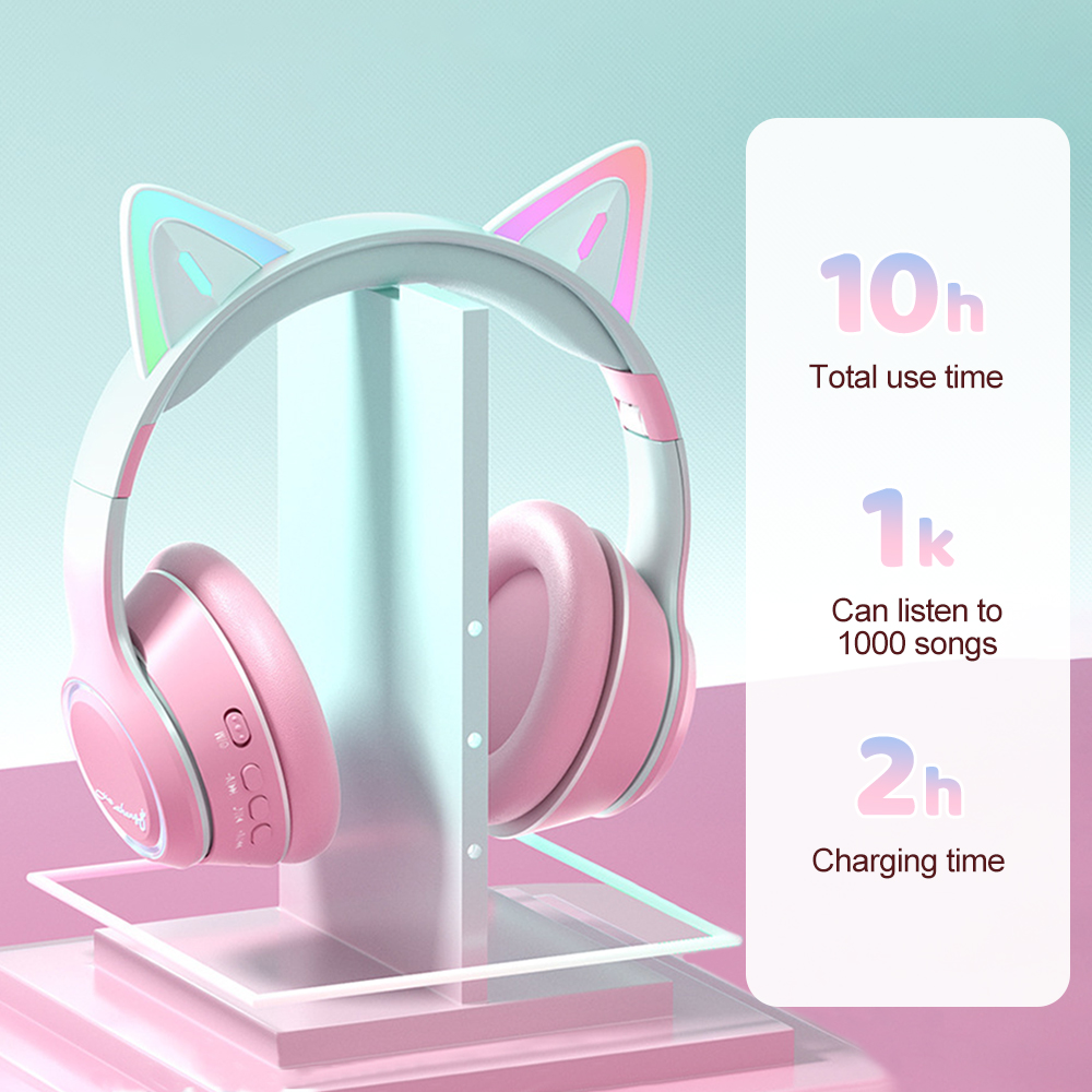 RGB Cat Ear Bluetooth Headphon - Kids Outdoor Music ulasan dan harga
