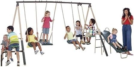 view Outdoor Play Kids Metal B - Kids Outdoor Swing Set With Slide ulasan dan harga