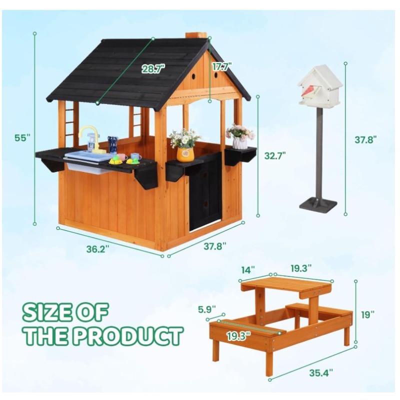 Kids Wooden Playhouse for Outd - Kids Outdoor Sink ulasan dan harga