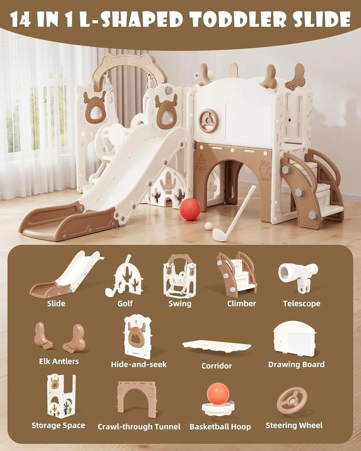 13-in-1 Toddler Slide and Swin - Kids Outdoor Swing Set With Slide ulasan dan harga