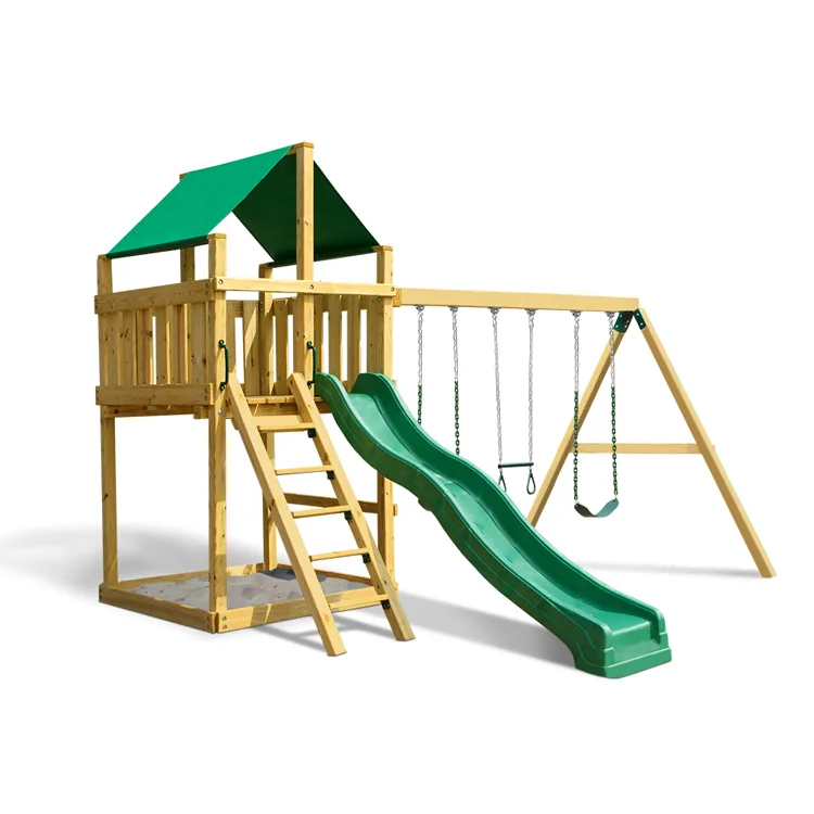 2026 Outdoor Wooden Small Play - Kids Outdoor Swing Set With Slide ulasan dan harga