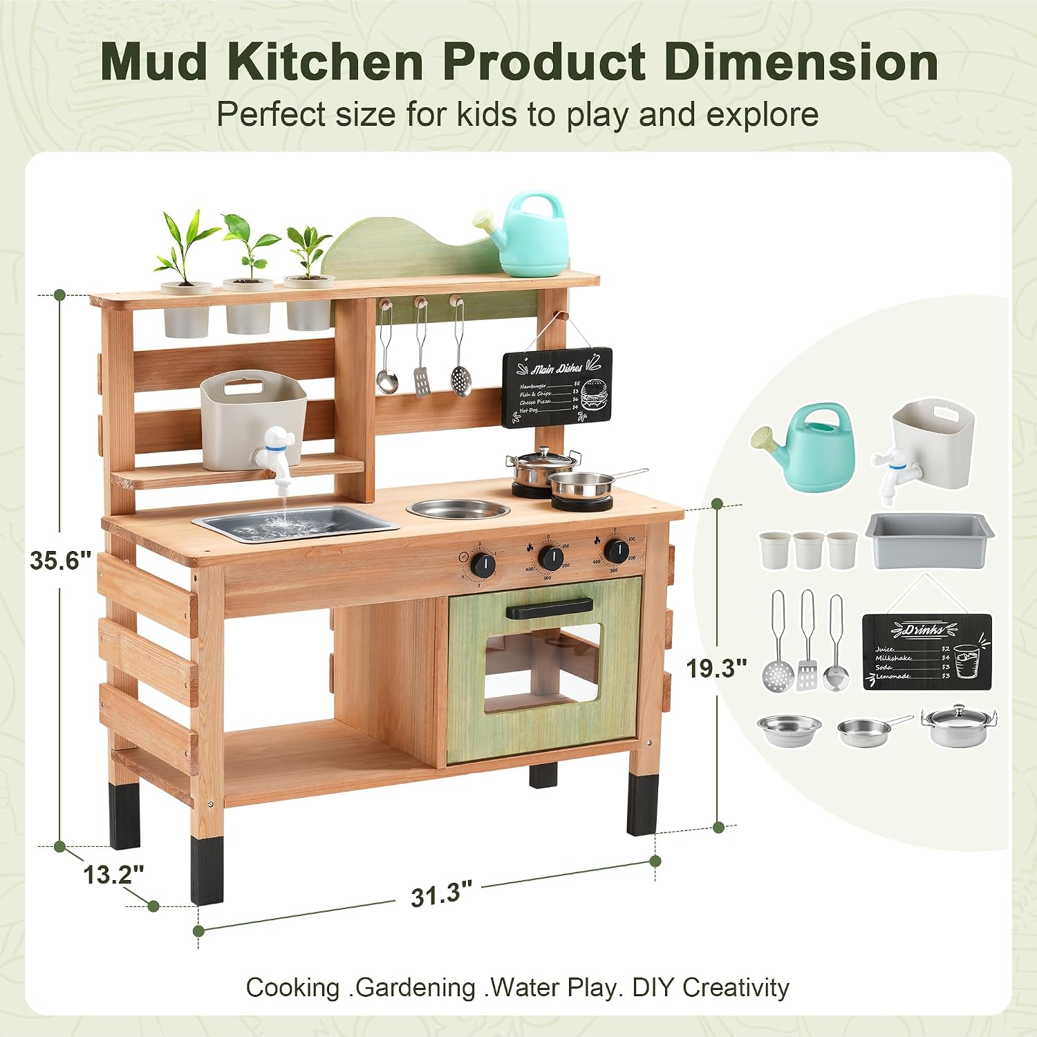 OLLIKIVI Outdoor Play Kitchen  - Kids Outdoor Sink ulasan dan harga