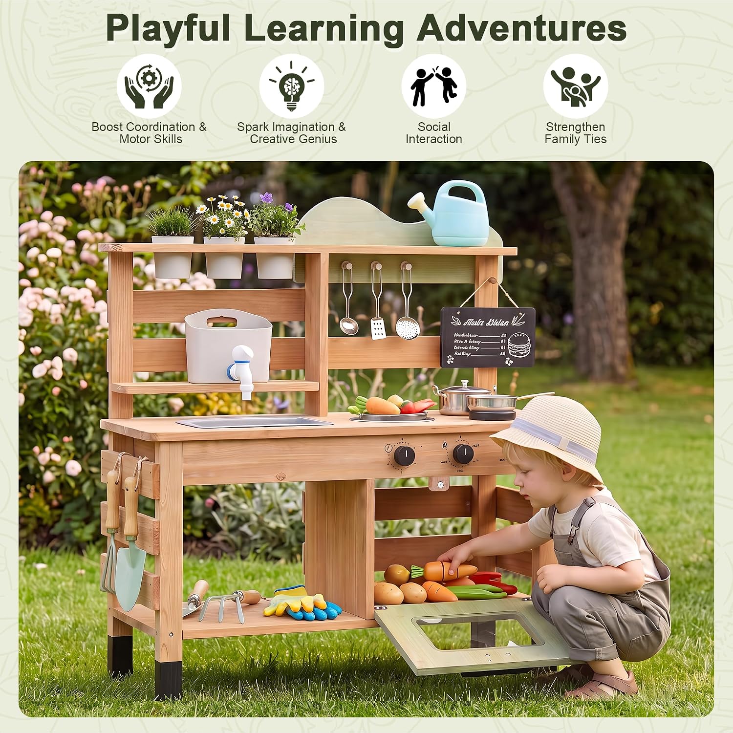 OLLIKIVI Outdoor Play Kitchen  - Kids Outdoor Sink ulasan dan harga