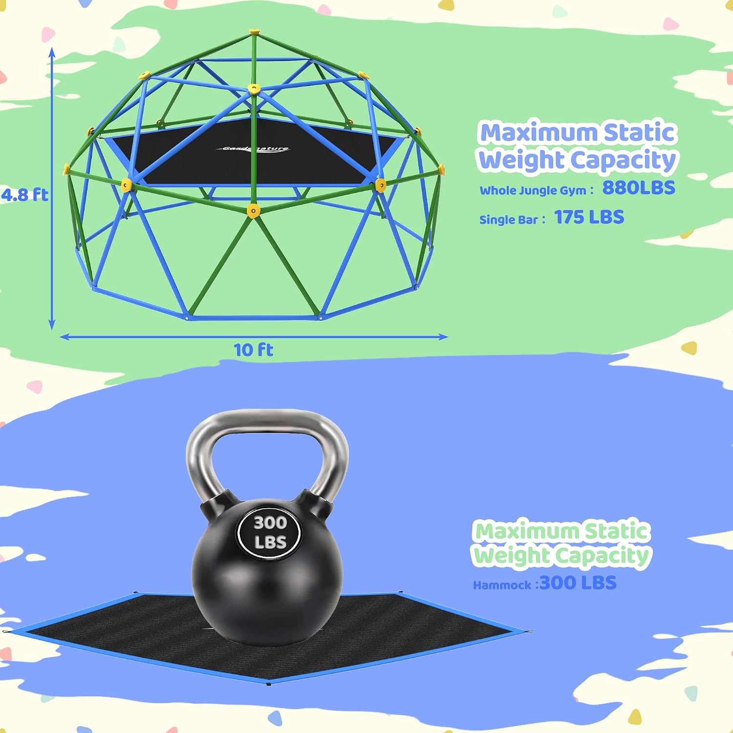 10FT Climbing Dome with Hammoc - Kids Outdoor Dome Climber ulasan dan harga