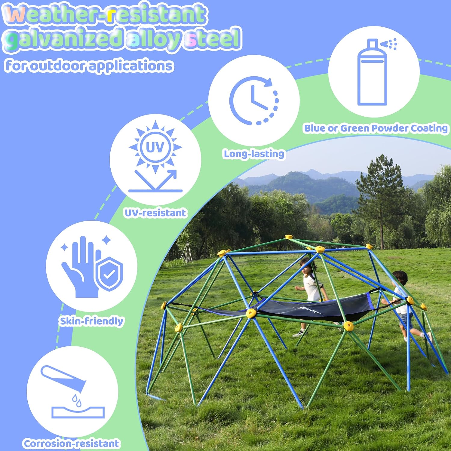10FT Climbing Dome with Hammoc - Kids Outdoor Dome Climber ulasan dan harga