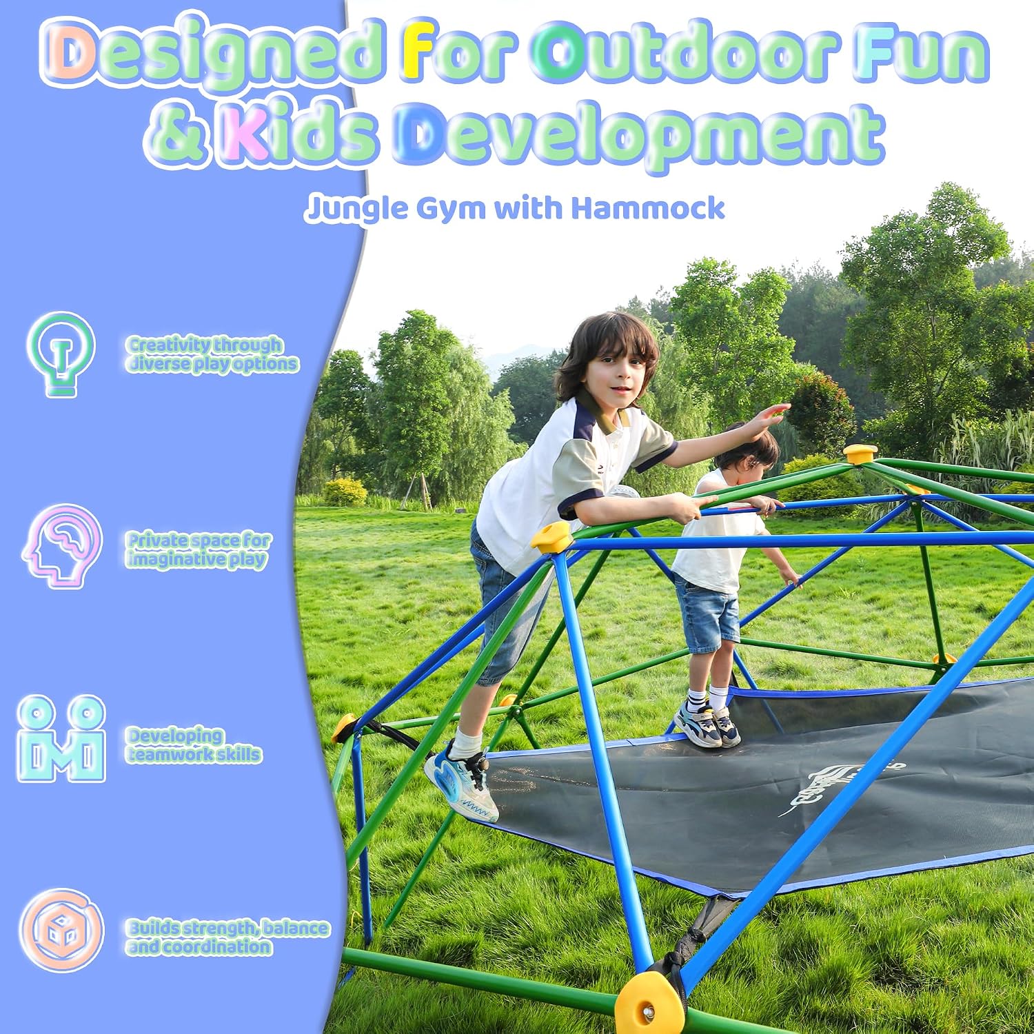 10FT Climbing Dome with Hammoc - Kids Outdoor Dome Climber ulasan dan harga