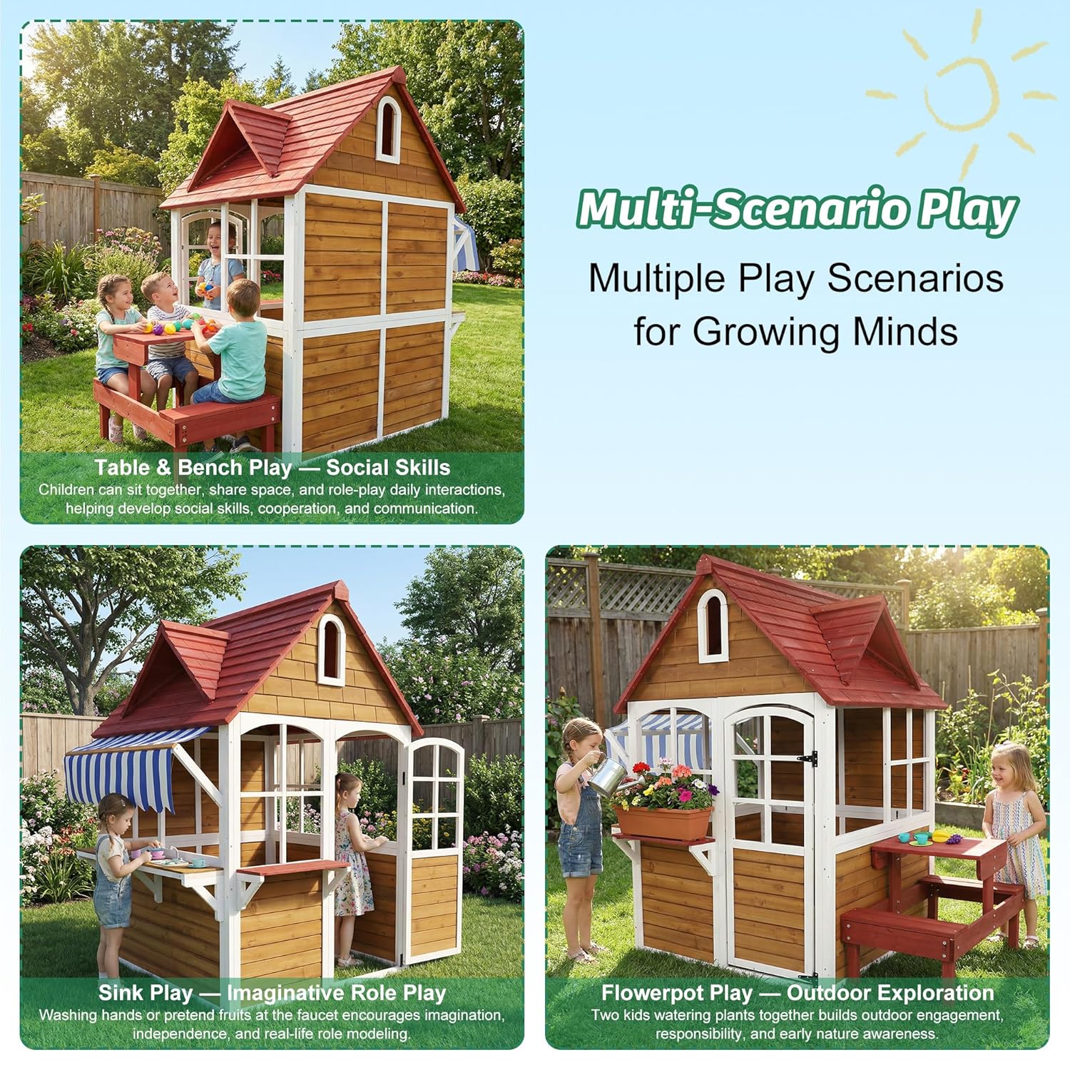 #Outdoor Wooden Kids Playhouse - Kids Outdoor Sink ulasan dan harga